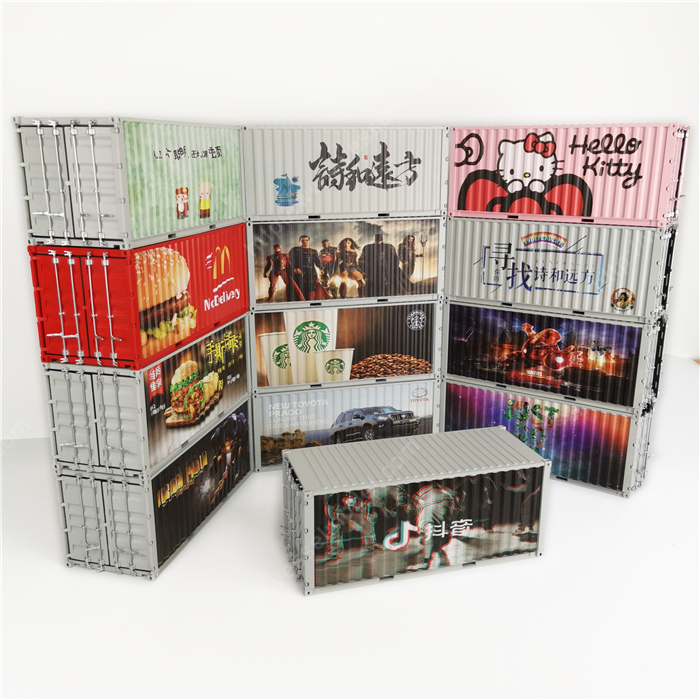 1:20创意涂鸦集装箱网红抖音集装箱纸巾盒笔筒模型制作