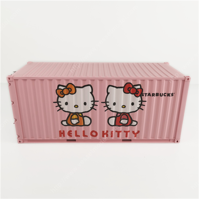 1:20创意涂鸦集装箱HELLO KITTY集装箱纸巾盒笔筒模型制作