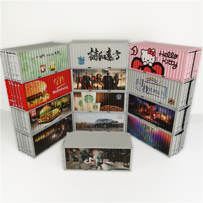 1:20创意涂鸦集装箱HELLO KITTY集装箱纸巾盒笔筒模型制作