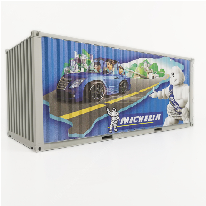 X1:20创意涂鸦集装箱米其林集装箱模型纸巾盒笔筒模型制作