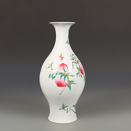 【清雍正】 粉彩福寿橄榄瓶