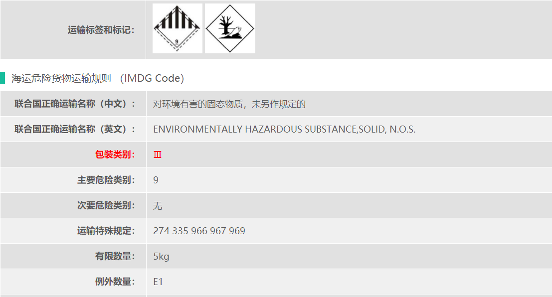 特丁基对苯二酚9类危险品出口要求