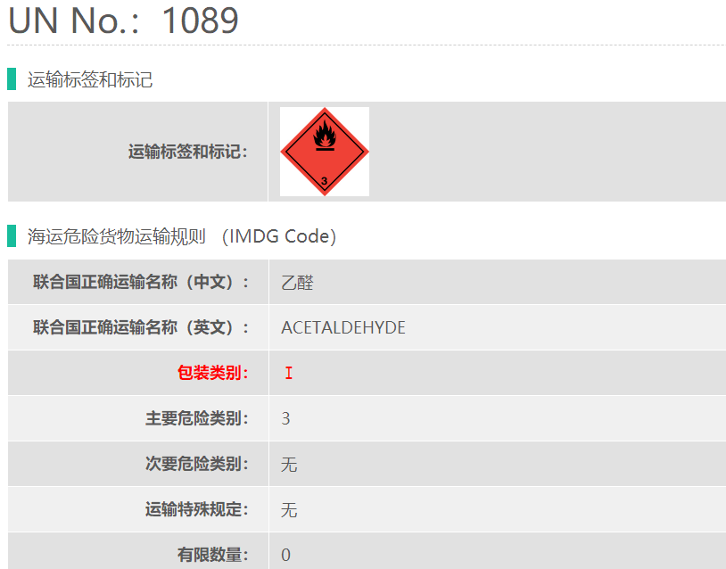 UN1089乙醛危险品海运出口