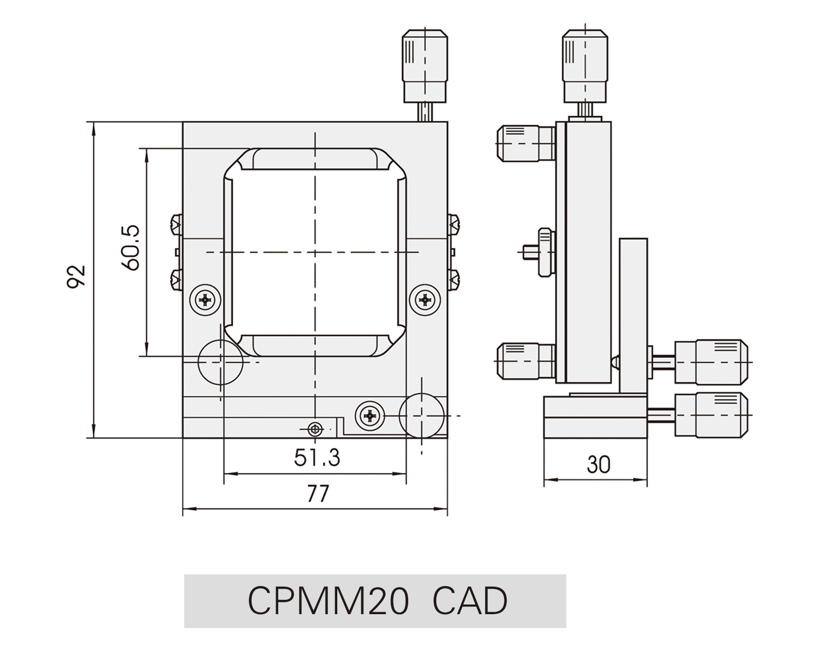 CPMM20三维调整柱面镜架CAD