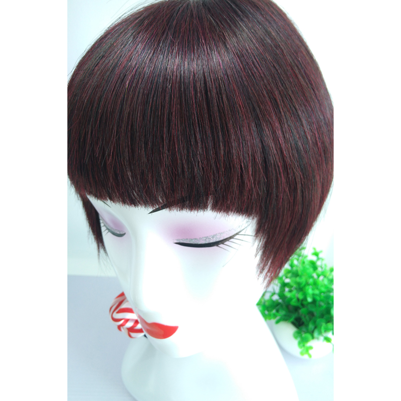 秀亿假发全真发全手织递针酒红色 ffd18【实体专柜】