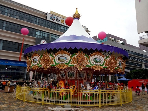 中山喷绘景观张拉膜旋转木马雨棚工程-工程案例-上海虹乔膜结构有限